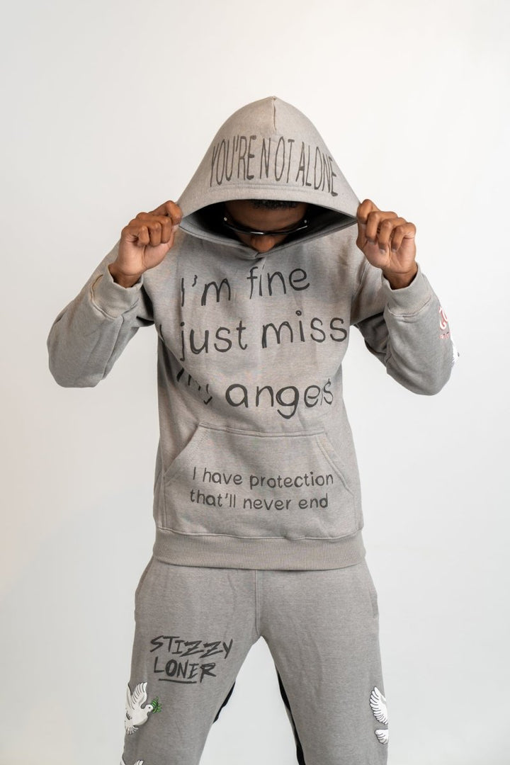 I'm Fine I Just Miss My Angels Midweight Pull Over Hoodie - StizzyLoner-StizzyLoner#-variant_sku#