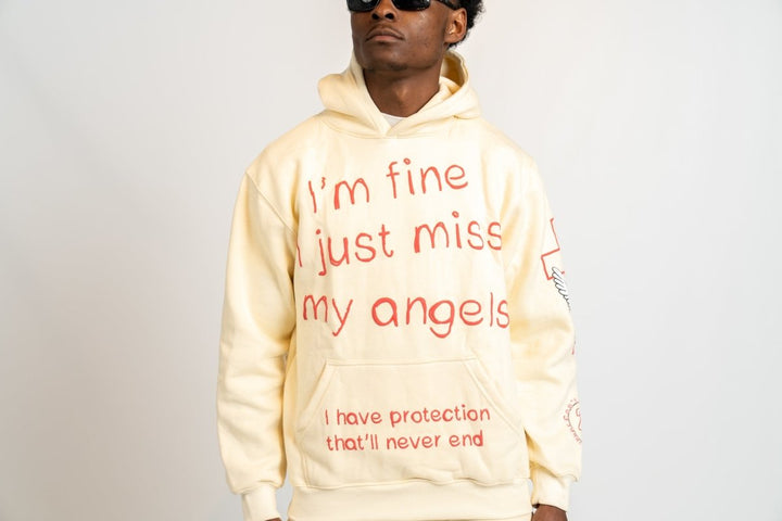 I'm Fine I Just Miss My Angels Midweight Pull Over Hoodie - StizzyLoner-StizzyLoner#-variant_sku#