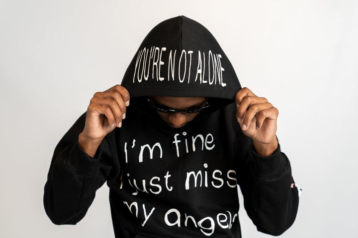 I'm Fine I Just Miss My Angels Midweight Pull Over Hoodie - StizzyLoner-StizzyLoner#-variant_sku#