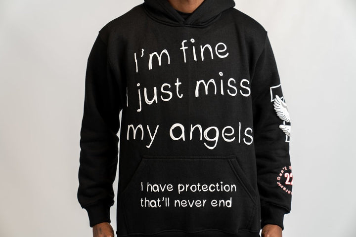 I'm Fine I Just Miss My Angels Midweight Pull Over Hoodie - StizzyLoner-StizzyLoner#-variant_sku#